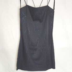 Vintage Byer‎ Too! Y2k Mini Dress, Blue with Rhinestones, Junior's Size XS